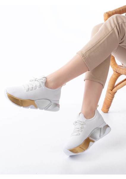 RS-400 Beyaz Bağcıklı Fileli Renkli Taban Günlük Kadın Spor fiyatları