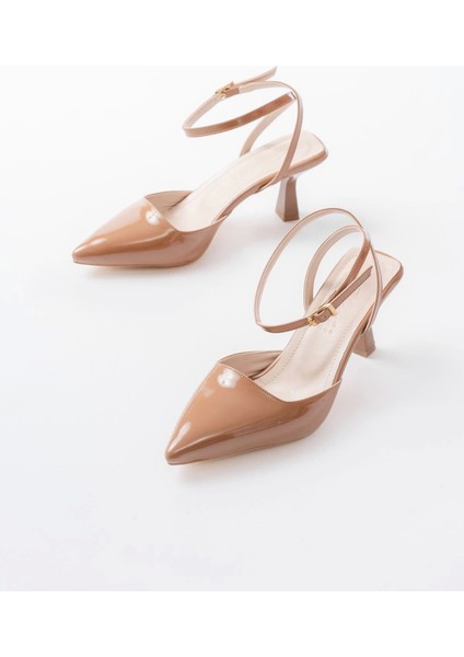 ST-004 Vizon Rugan Günlük 7 cm Topuklu Bayan Ayakkabı modelleri