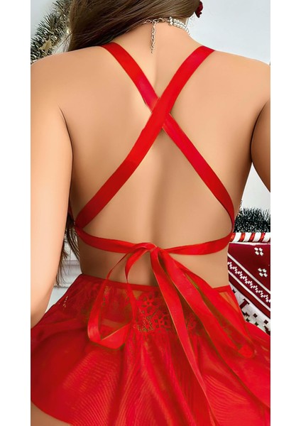 Kırmızı Dantel Işlemeli Etekli Sütyen Fantezi Takım fırsatları