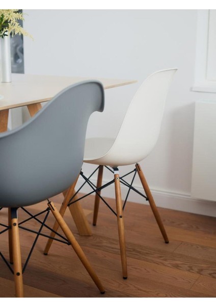 Eames Plastik Yan Sandalye, Charles & Ray Eames Ahşap Ayaklı Ikonik Tasarım fiyatları