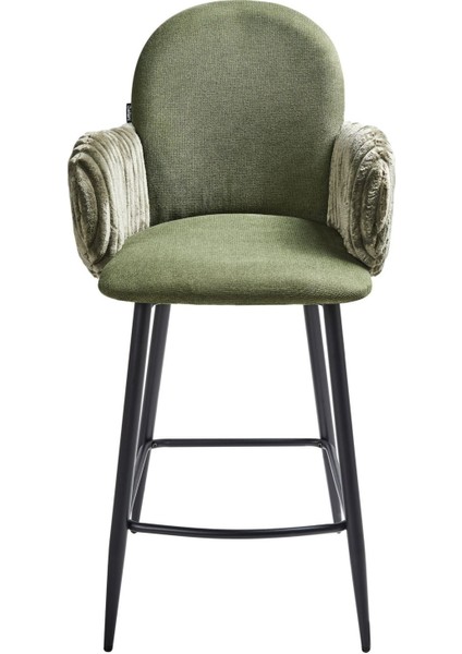 Amıty Yeşil Kumaş 2'li Bar Sandalyesi Seti, Retro Stil, 66 cm Oturum, Su Geçirmez Kumaş fırsatları