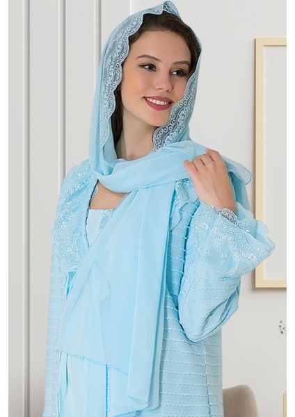 By Mecit 0016 Mavi Şifon Şal