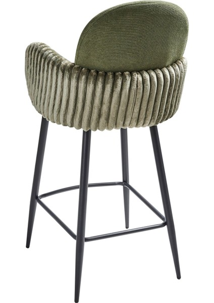 Amıty Yeşil Kumaş 2'li Bar Sandalyesi Seti, Retro Stil, 66 cm Oturum, Su Geçirmez Kumaş indirimleri