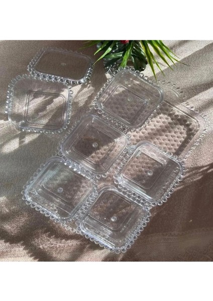 Beyaz Boncuklu Akrilik 6'lı Kahvaltı Takımı, Şık ve Kullanışlı Set modelleri