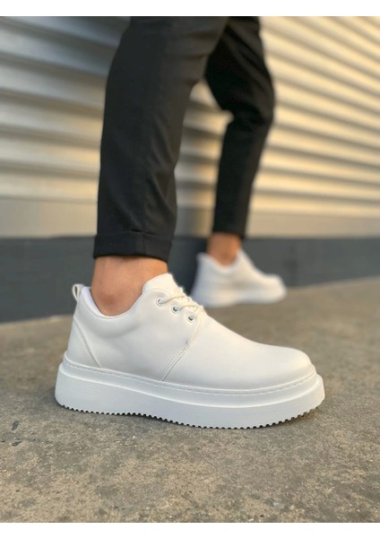 TBX03 Luxor Bağcıklı Cilt Erkek Günlük Spor Klasik Ayakkabı Cbt - Beyaz