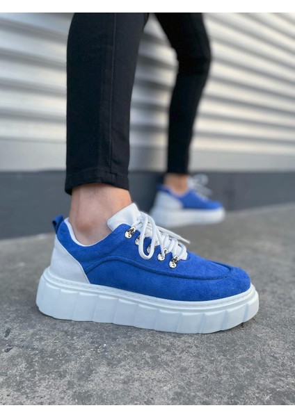 TB010 Cloud Bağcıklı Süet Erkek Günlük Sneaker Ayakkabı Sbt - Mavi/beyaz