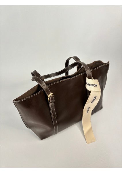 Polly Kahve Mat Büyük Boy Kadın El ve Omuz Çantası