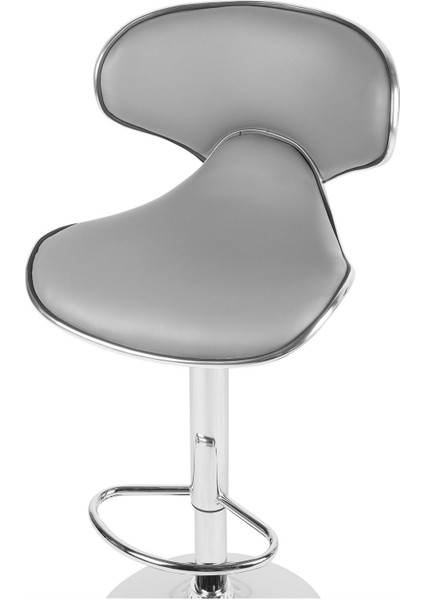 Conway 2'li Gri Döner Bar Sandalyesi Seti, Suni Deri, Ayarlanabilir, 87-109 cm modelleri