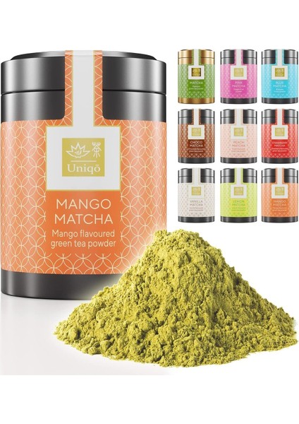 Mango Aromalı Premium Japon Matcha Tozu 30 gr Şeker İlavesiz Vegan, Metal Kutuda