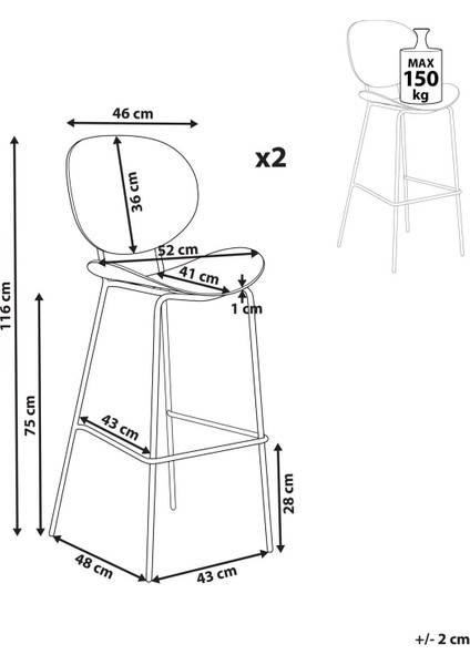 Shonto Siyah 2'li Bar Sandalyesi Seti, Modern Tasarım, 75 cm Oturma Yüksekliği indirimleri