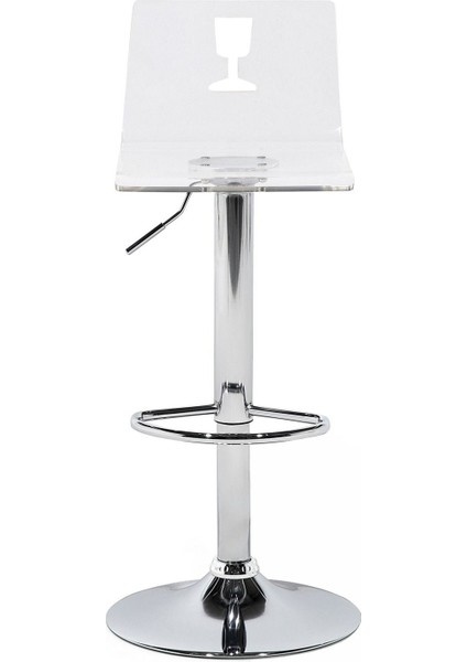 Busan Şeffaf Döner Bar Sandalyesi 2'li Set, 57–79 cm Ayarlı, Akrilik, Modern Tasarım