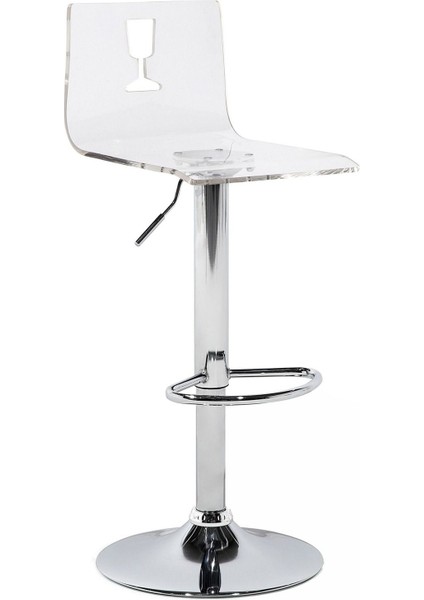 Busan Şeffaf Döner Bar Sandalyesi 2'li Set, 57–79 cm Ayarlı, Akrilik, Modern Tasarım