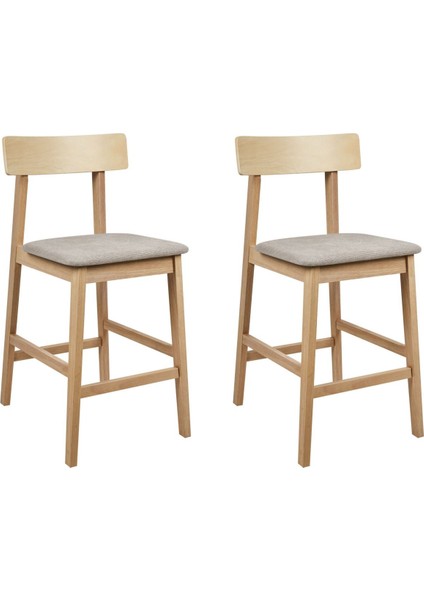 Isantı 2'li Bar Sandalyesi Seti, 61 cm Oturum, Masif Ahşap, Klasik Tasarım