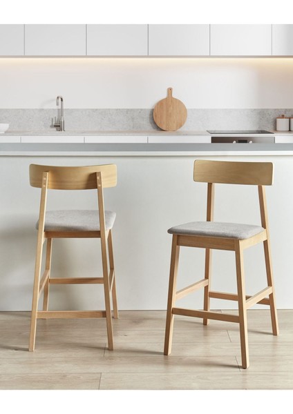 Isantı 2'li Bar Sandalyesi Seti, 61 cm Oturum, Masif Ahşap, Klasik Tasarım fiyatları