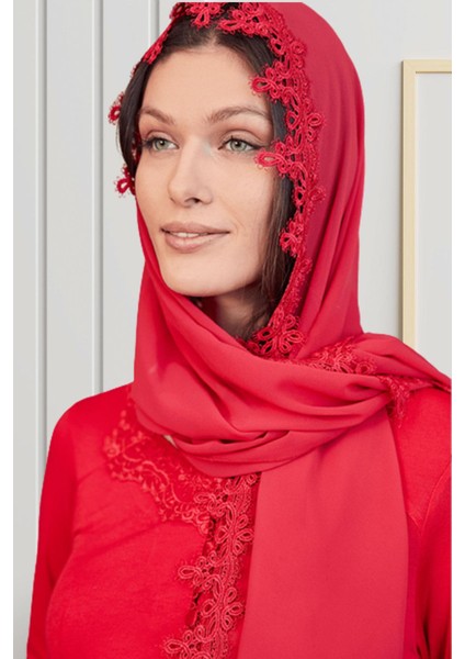 By Mecit 0029 Kırmızı Şifon Şal