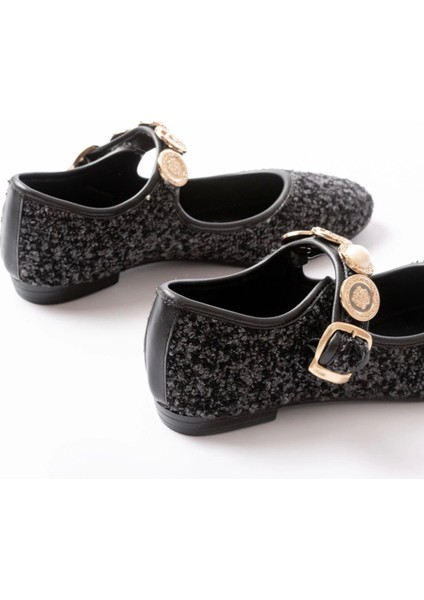 İNF-6363 Siyah Havlu Desenli Baret Tokalı Günlük Bayan Ayakkabı indirimleri
