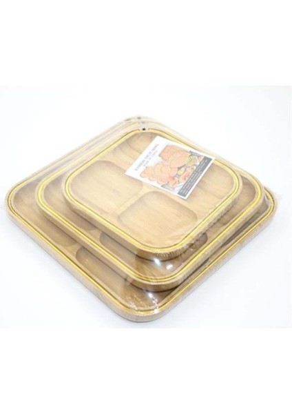 3'lü Renkli Ahşap Sunum Tabağı Seti, Kahvaltı, Çerez ve Meyve Için Şık Tasarım