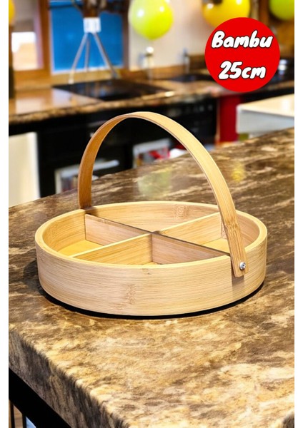 Oynar Bölmeli Bambu Meyve ve Çerezlik, Şık ve Kullanışlı Tasarım