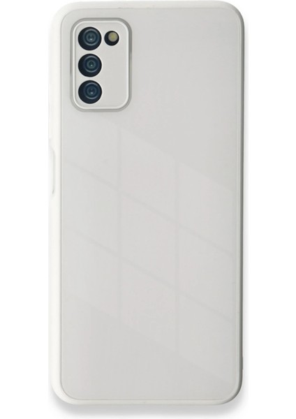Samsung Galaxy A03S Kılıf Glass Kapak - Beyaz Svlrs