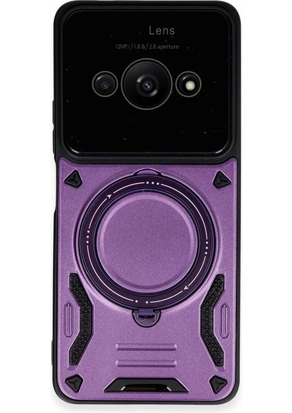 Xiaomi Poco C61 Kılıf Joy Lens Standlı Kapak - Mor Svlrs