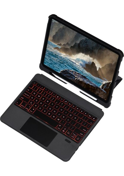T5209D Ipad Pro 12.9 (2021) Kılıf Inter Ledli Klavyeli Tablet Kılıfı - Siyah Svlrs