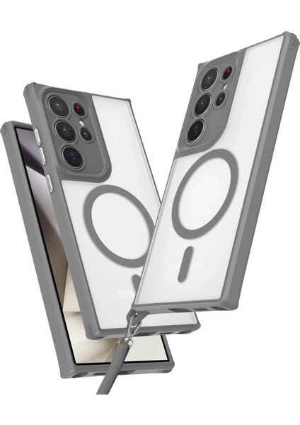 Samsung Galaxy S23 Ultra Kılıf Enka Magsafe Silikon Kılıf - Titan Gri Svlrs