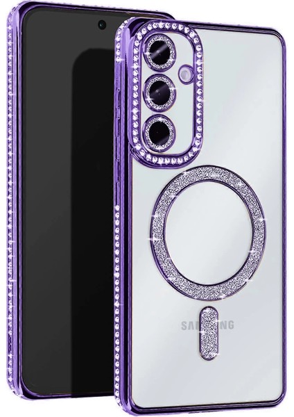Samsung Galaxy S25 Plus Kılıf Joke Simli Magneticsafe Kılıf - Derin Mor Svlrs