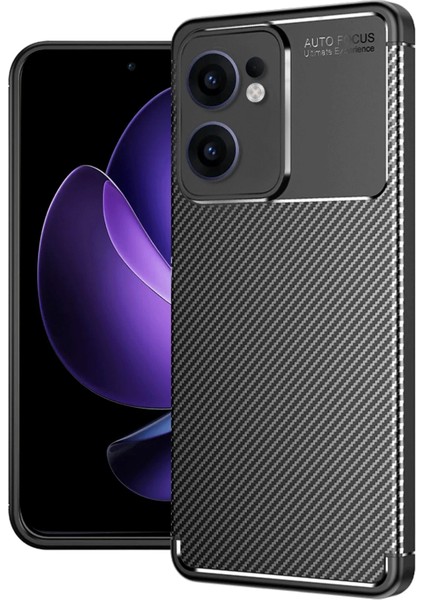 Reno 13F Kılıf Auto Focus Karbon Kapak - Siyah Svlrs