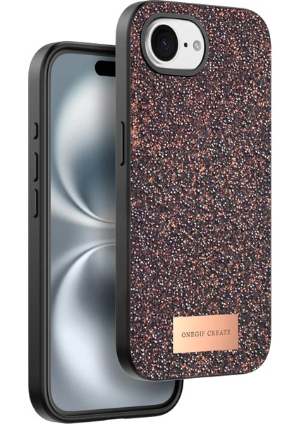 Onegif Apple Iphone 16E Bright Simli Kapak - Derin Mor Svlrs