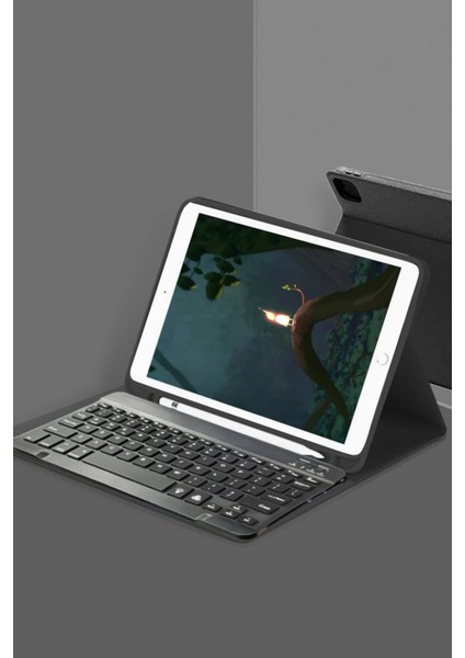 Ipad Pro 12.9 (2022) Kılıf KC01 Smart Klavyeli Tablet Kılıfı - Siyah Svlrs