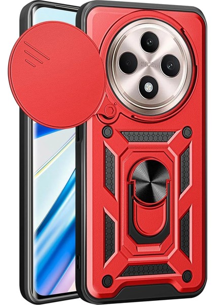 Xiaomi Redmi 14C Kılıf Pars Lens Yüzüklü Silikon - Kırmızı Svlrs