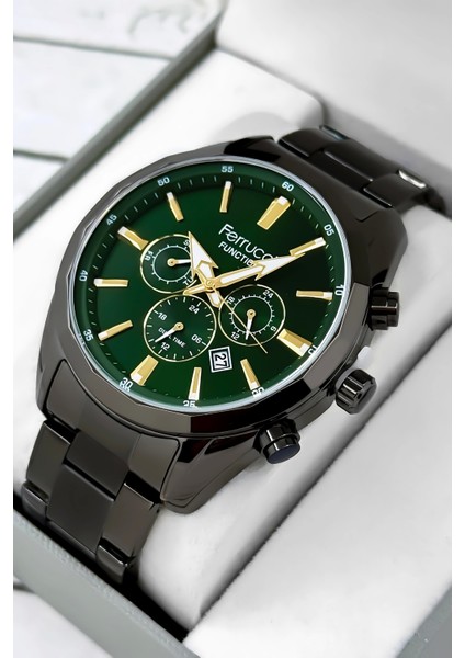 Function Erkek Kol Saati Füme Çelik Kasa & Kordon 44 mm 3 ATM Suya Dayanıklı, zmfer041