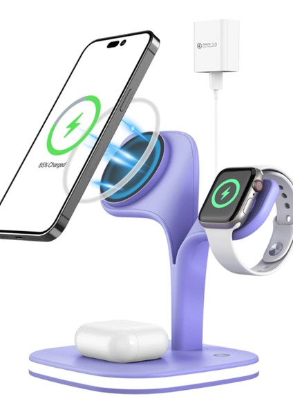 YM-UD22 Kablosuz Şarj Masaüstü Set - Lila Svlrs