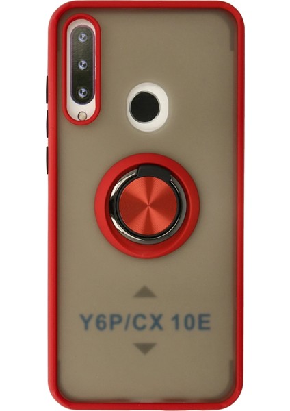 Huawei Y6P Kılıf Montreal Yüzüklü Silikon Kapak - Kırmızı Svlrs