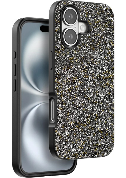 Onegif Iphone 16 Plus Bright Simli Kapak - Gümüş Svlrs