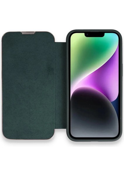 Iphone 13 Pro Kılıf Dolpin Kapaklı - Koyu Yeşil Svlrs