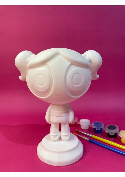 Powerpuff Girls – Bubbles Figür Boyama Seti | 15 cm | 6 Renk Akrilik Boya + 2 Fırça fiyatları