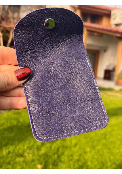 -Kare Model Gold Göz Detaylı Koyu Mor Hakiki Deri Airpod Kılıfı / Mini Bozuk Para Cüzdanı fırsatları