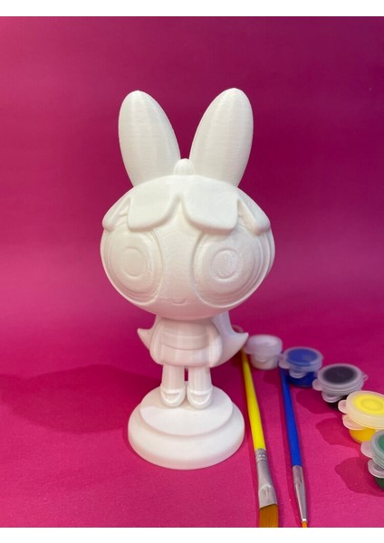 Powerpuff Girls – Blossom Figür Boyama Seti 15 cm 3D Yazıcı Üretimi + 6 Renk Akrilik Boya + 2 Fırça fiyatları