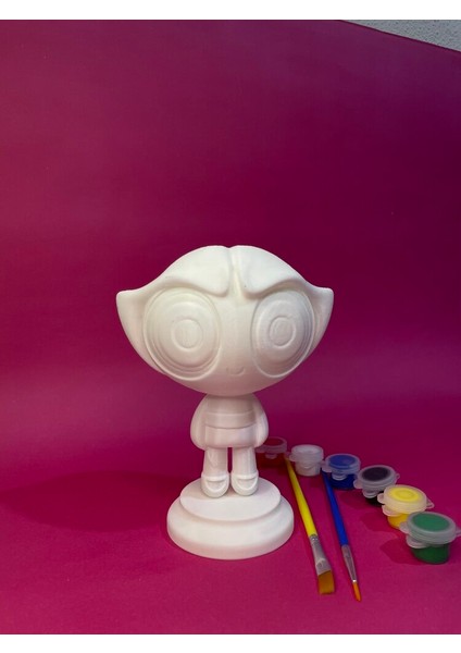 Powerpuff Girls – Buttercup Figür Boyama Seti 15 CM3D Yazıcı Üretimi + 6 Renk Akrilik Boya + 2 Fırça