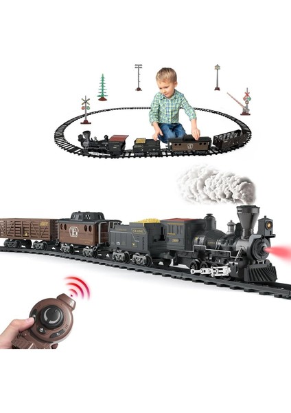 Elektrikli Tren Seti Uzaktan Kumanda, Duman, Işık ve Ses Efekti, Vagonlar ve Raylar, 3+ Yaş