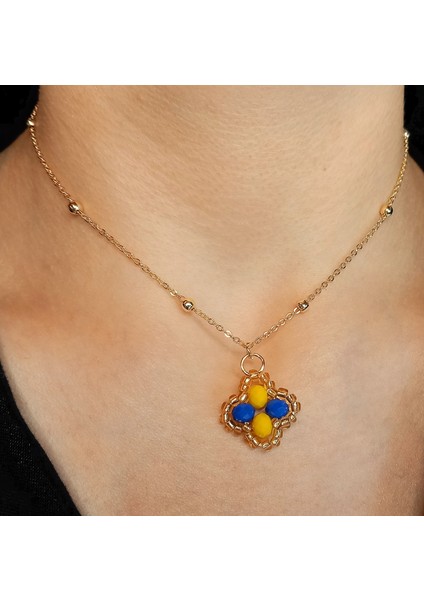 Fenerbahçe Sarı Lacivert Kristal Taşlı Van Cleef Model Kolye, Maç Aksesuarı, Fenerbahçe Aksesuarı, Altın Kaplama Yonca Kolye, Yonca Kolye, Fenerbahçe Kolye, Van Cleef Taraftar Kolye fiyatları