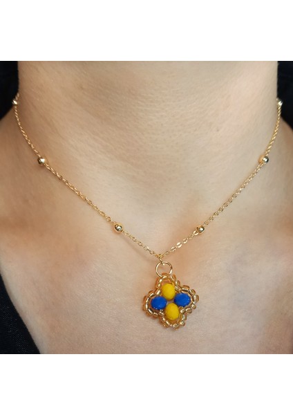 Fenerbahçe Sarı Lacivert Kristal Taşlı Van Cleef Model Kolye, Maç Aksesuarı, Fenerbahçe Aksesuarı, Altın Kaplama Yonca Kolye, Yonca Kolye, Fenerbahçe Kolye, Van Cleef Taraftar Kolye fırsatları