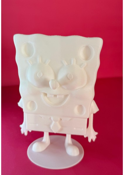 Süngerbob Figür Boyama Seti – 15 cm | 3D Yazıcı Üretimi | 6 Renk Akrilik Boya + 2 Fırça modelleri