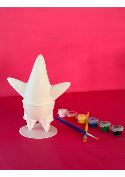 Patrick Figür Boyama Seti – 15 cm | 3D Yazıcı Üretimi | 6 Renk Akrilik Boya + 2 Fırça Kendin Yap Set fiyatları