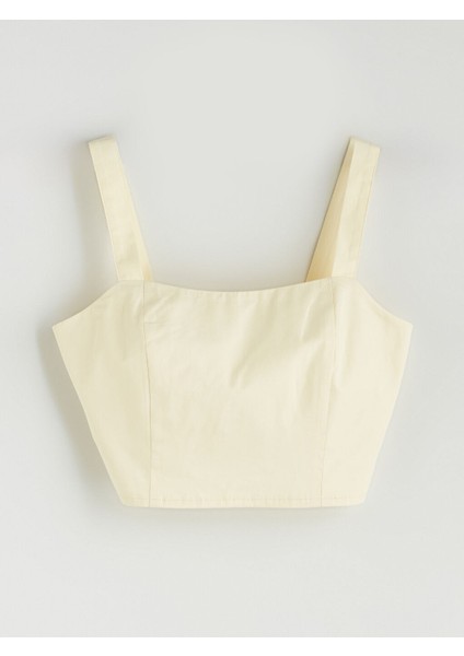 Yeni Sezon Kare Yaka Askili Poplin Crop - S5Q525Z8 indirimleri
