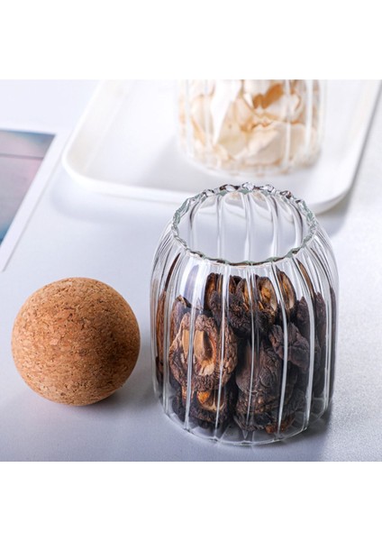 Çizgili Cam Kavanoz ve Baharatlık Seti, 4'lü Top Mantar Kapaklı fırsatları