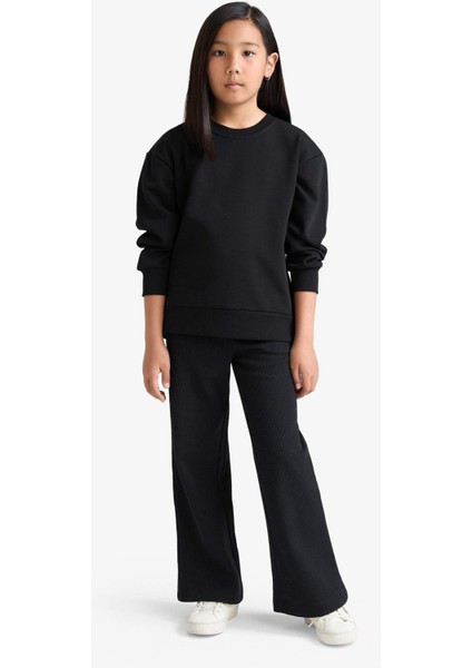 Kız Çocuk Relax Fit Bisiklet Yaka Basic Düz Okul Sweatshirt A2797A825AU fiyatları