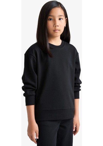 Kız Çocuk Relax Fit Bisiklet Yaka Basic Düz Okul Sweatshirt A2797A825AU modelleri