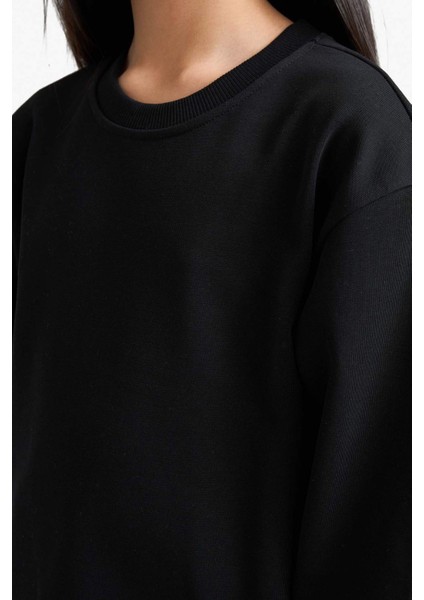 Kız Çocuk Relax Fit Bisiklet Yaka Basic Düz Okul Sweatshirt A2797A825AU indirimleri